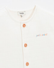 Kid's embroidered short-sleeved shirt Off-white colour  Natalys