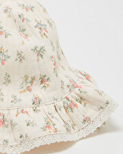 Floral print hat Chalk colour  Natalys