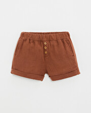 Kid's cotton gauze shorts Rust colour  Natalys