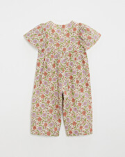 Kid's floral print jumpsuit Lurex stripes  Natalys