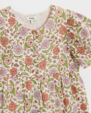 Kid's floral print jumpsuit Lurex stripes  Natalys