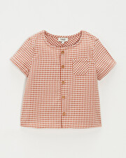 Short-sleeved shirt Vichy light beige colour  Natalys