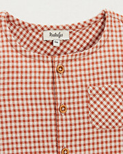 Short-sleeved shirt Vichy light beige colour  Natalys
