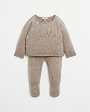 Merino wool knitted set Mottled brown colour  Natalys