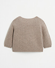 Merino wool cardigan Mottled brown colour  Natalys