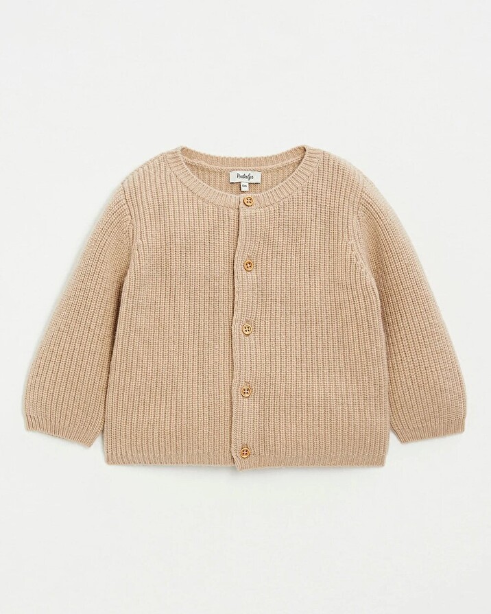 Mixed cardigan in merino wool Caramel colour  Natalys