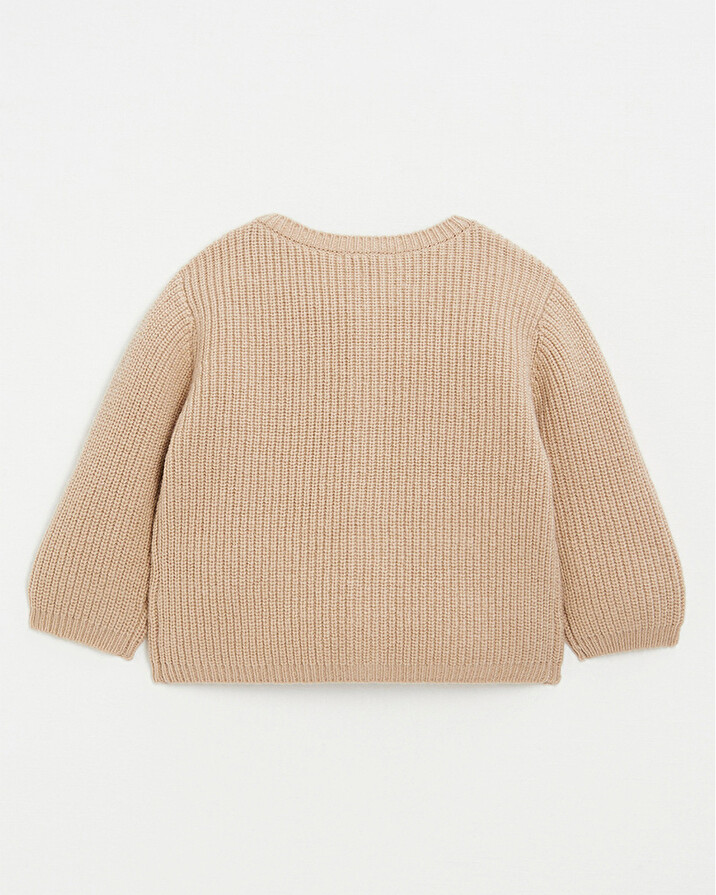 Mixed cardigan in merino wool Caramel colour  Natalys