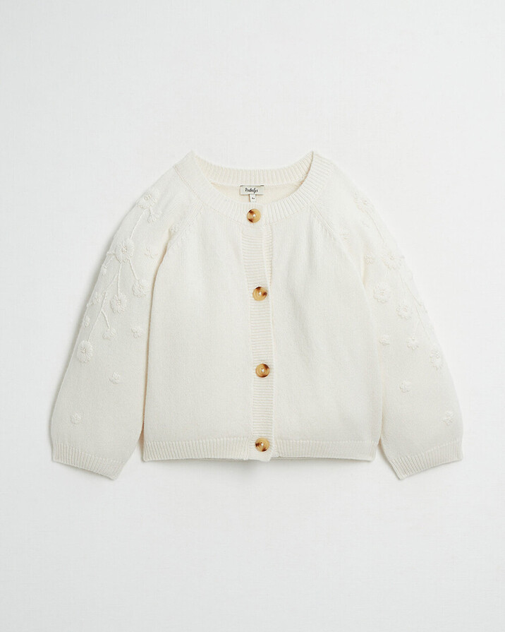 Embroidered knitted cardigan Off-white colour  Natalys