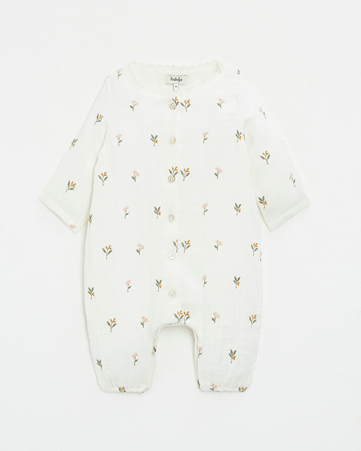 Embroidered cotton gauze jumpsuit Embroidered flowers  Natalys