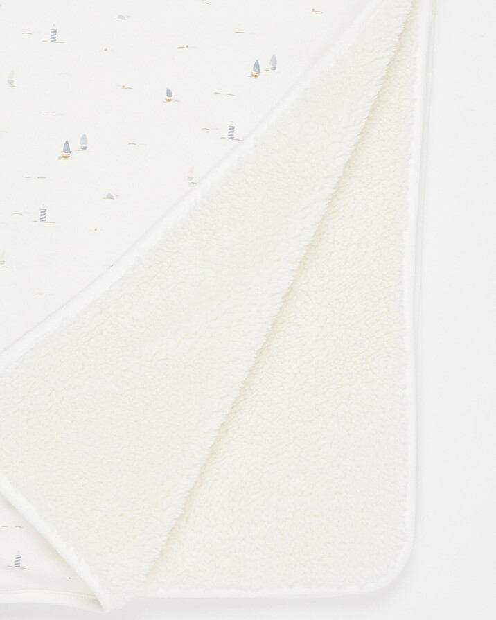Fur-lined blanket Boat print  Natalys