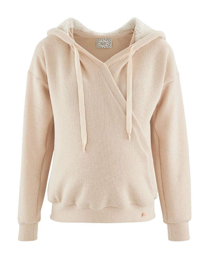 Pregnancy hoodie Oat colour  Cache coeur