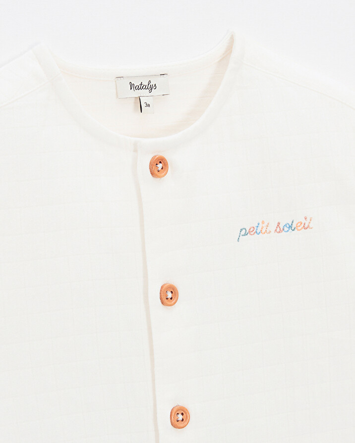 Kid's embroidered short-sleeved shirt Off-white colour  Natalys
