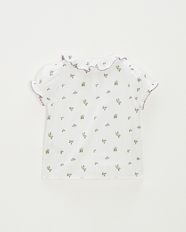 Short-sleeved blouse Blueberry print  Natalys