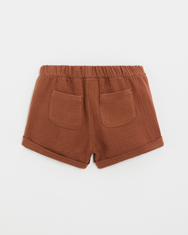 Kid's cotton gauze shorts Rust colour  Natalys