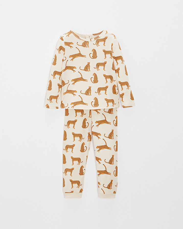 Kid's lightweight cotton 2-piece pyjamas Leopard print  Natalys