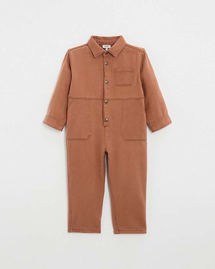 Kid's long twill jumpsuit Rust colour  Natalys