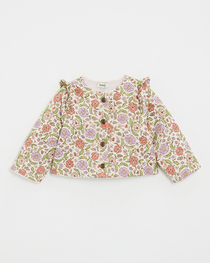 Floral print jacket Lurex stripes  Natalys