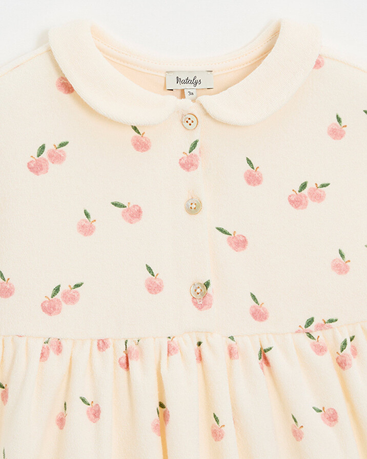 Kid' short-sleeved terrycloth dress Apple print  Natalys