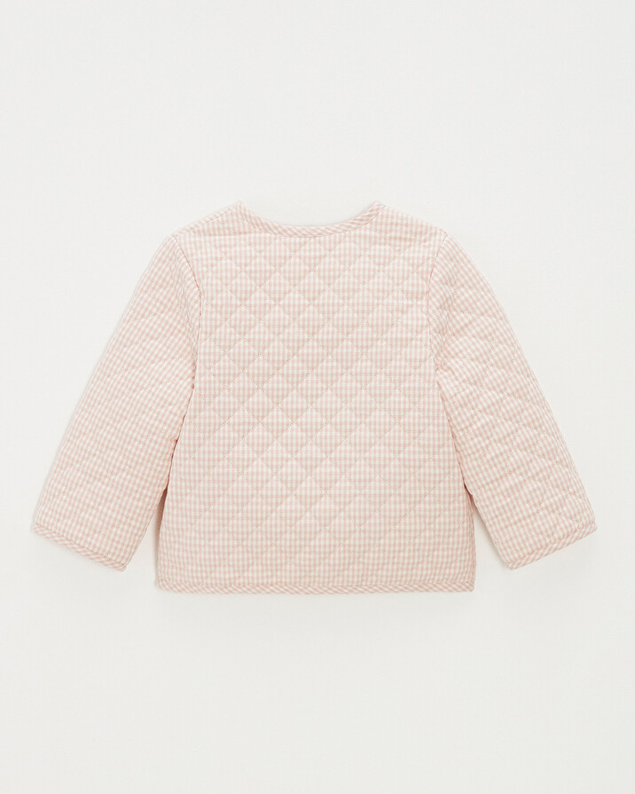 Kid's embroidered gingham jacket Vichy chalk colour  Natalys