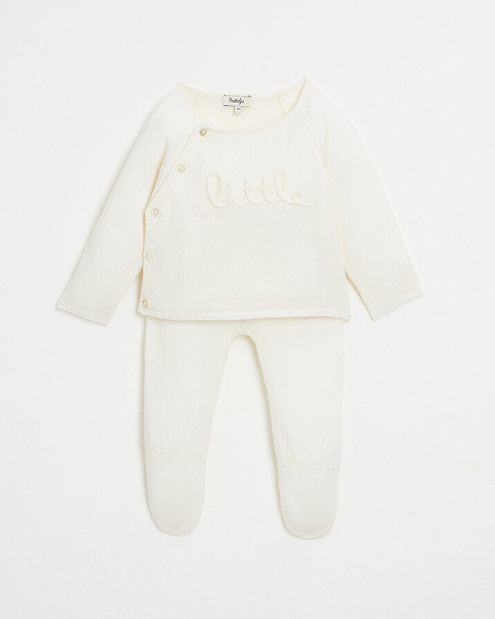 Merino wool knitted set Off-white colour  Natalys