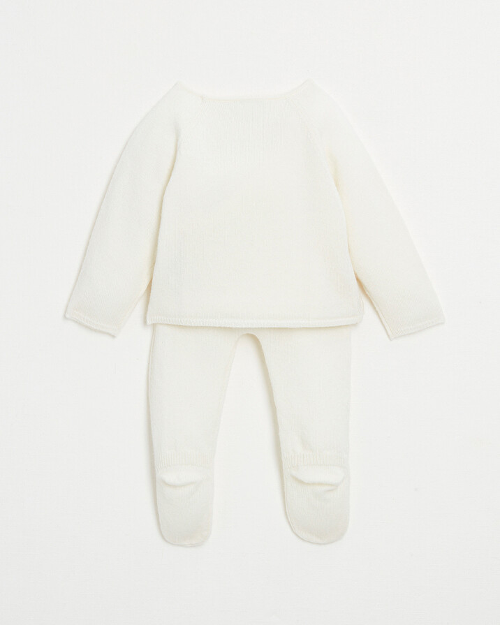 Merino wool knitted set Off-white colour  Natalys