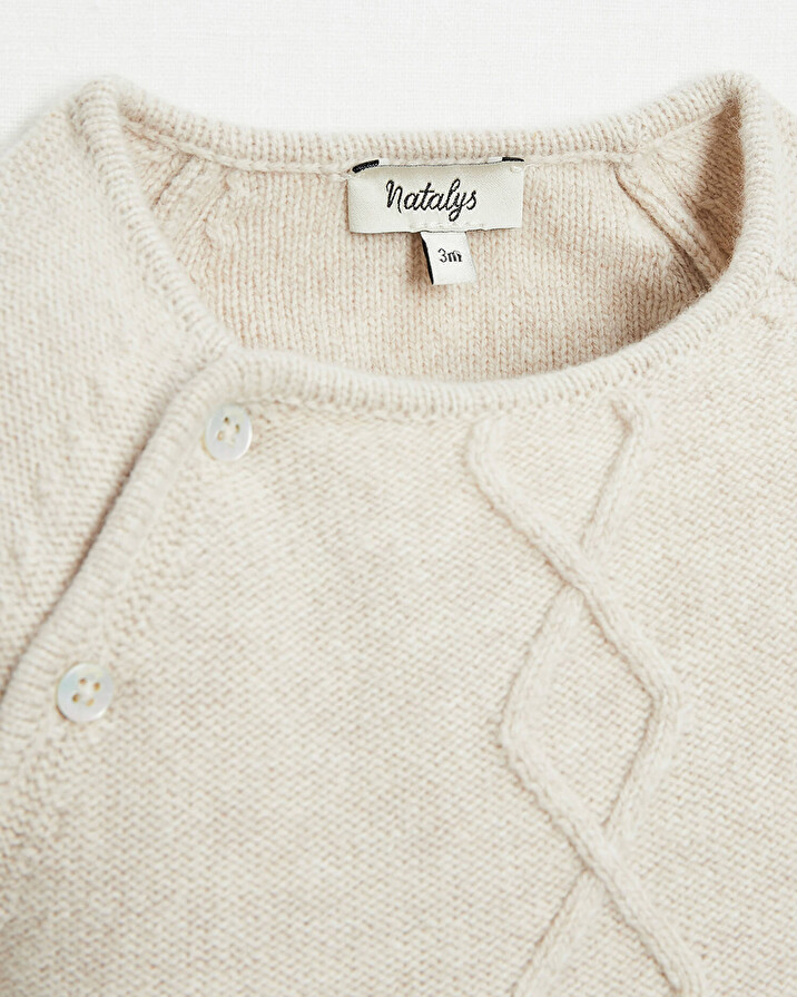 Merino wool knitted set Mottled beige colour  Natalys