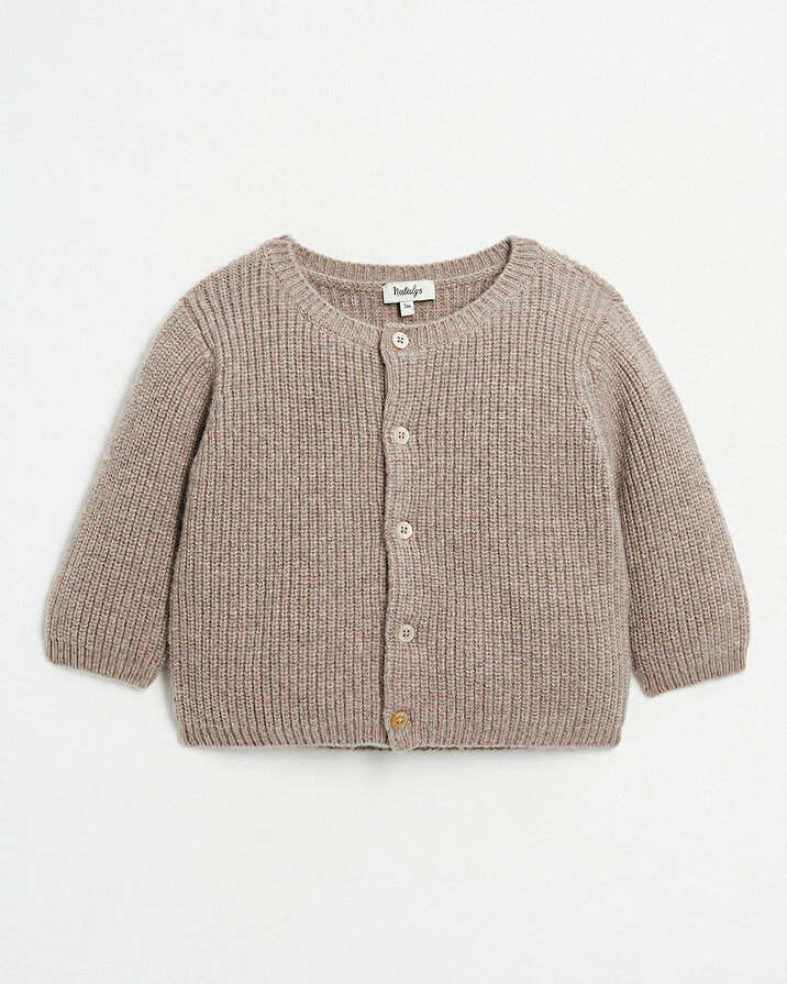 Merino wool cardigan Mottled brown colour  Natalys