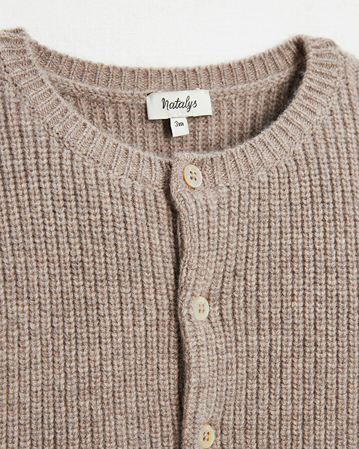 Merino wool cardigan Mottled brown colour  Natalys