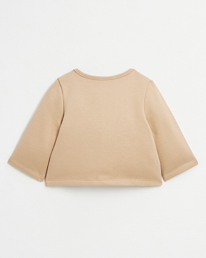 Love embroidered fleece cardigan Camel colour  Natalys