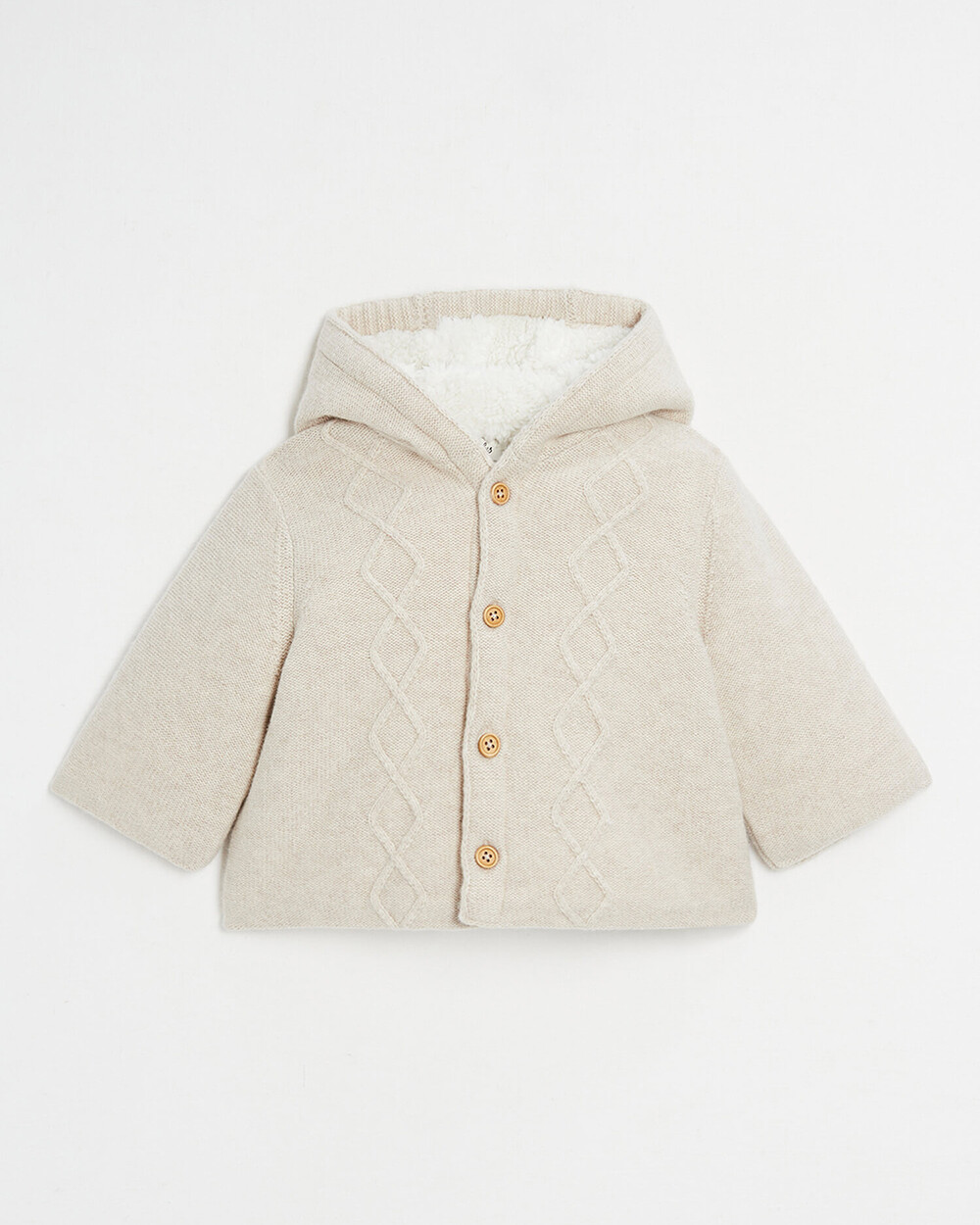 Hooded knitted jacket Mottled beige colour  Natalys