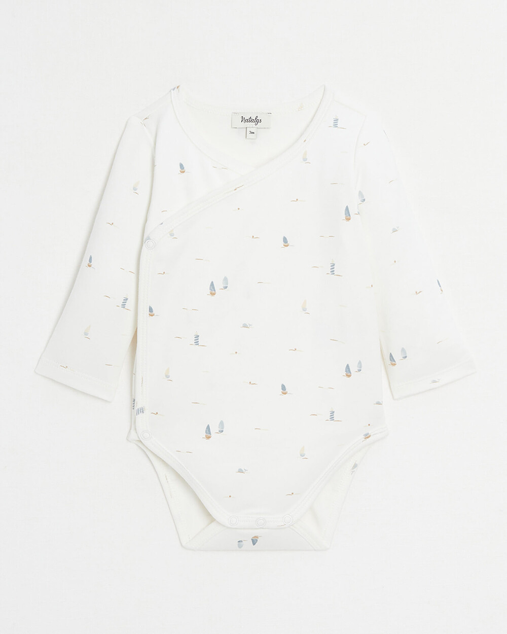 Crossed long-sleeved bodysuit Boat print  Natalys