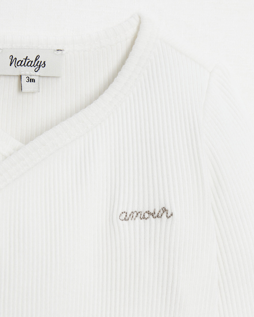 Crossed long-sleeved bodysuit Off-white colour  Natalys
