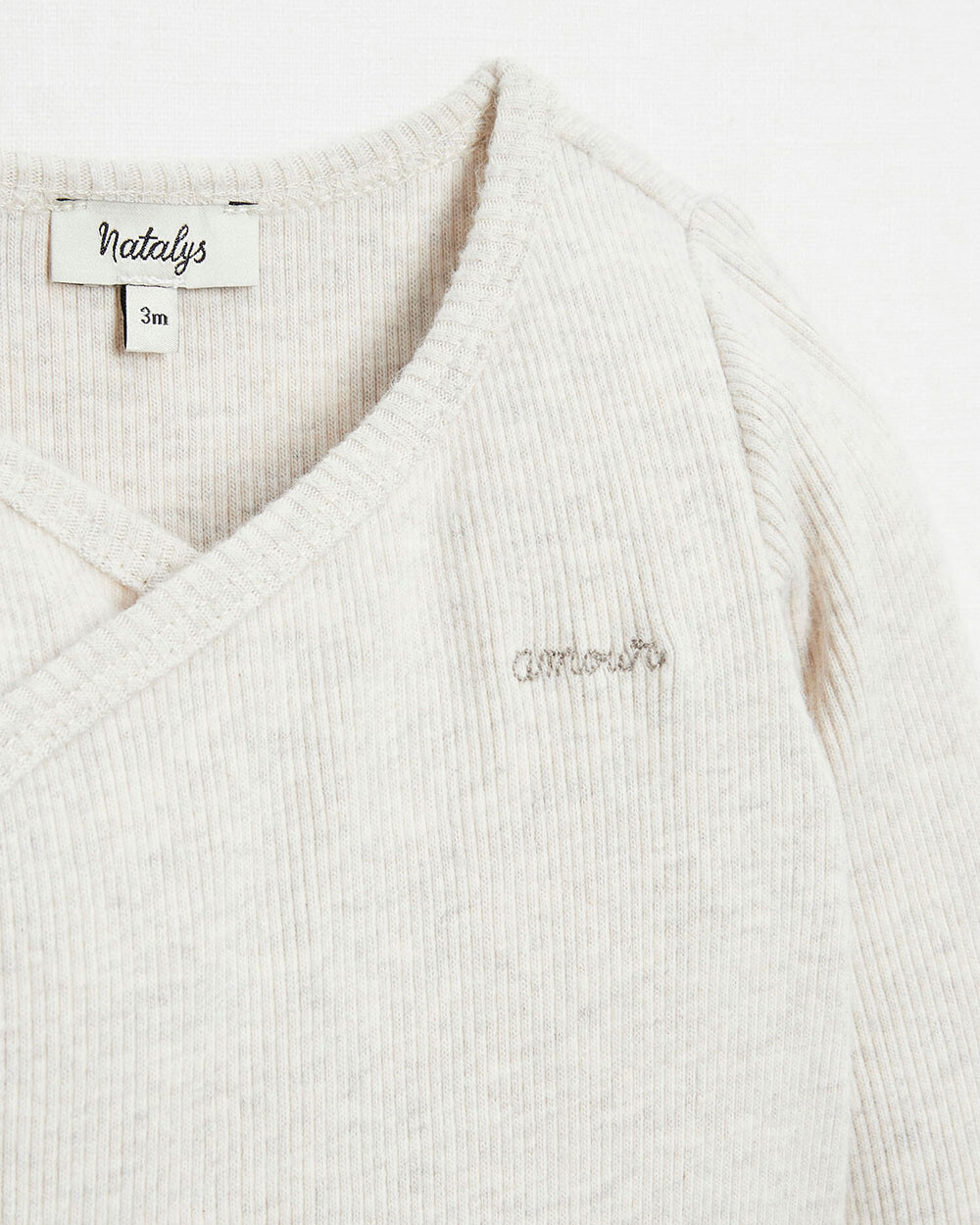 Crossed long-sleeved bodysuit Mottled beige colour  Natalys
