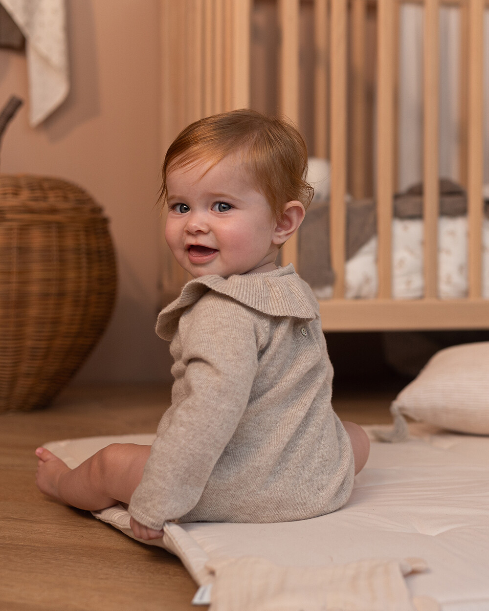 Merino wool romper Mottled beige colour  Natalys