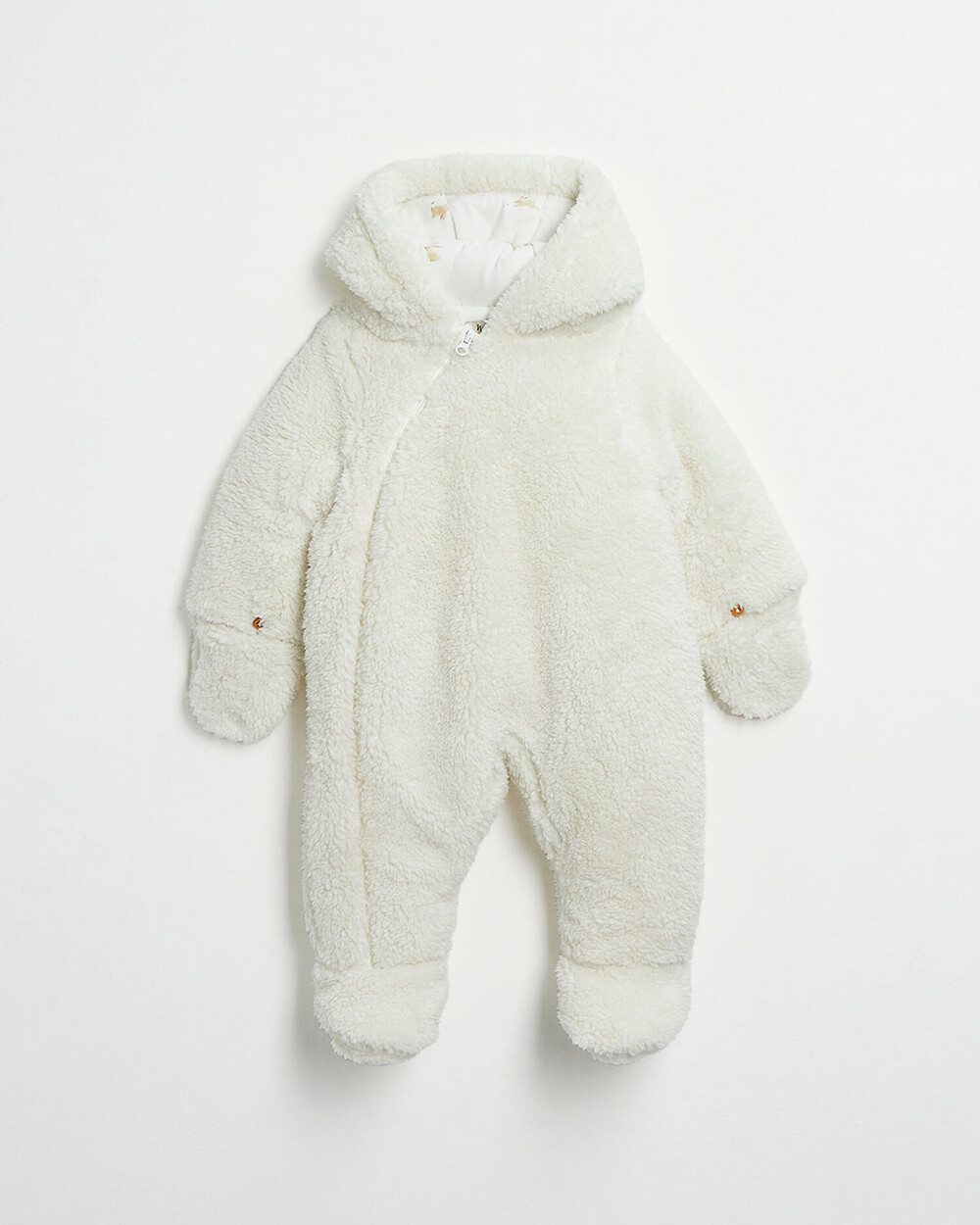 Faux fur overalls suit Off-white colour  Natalys
