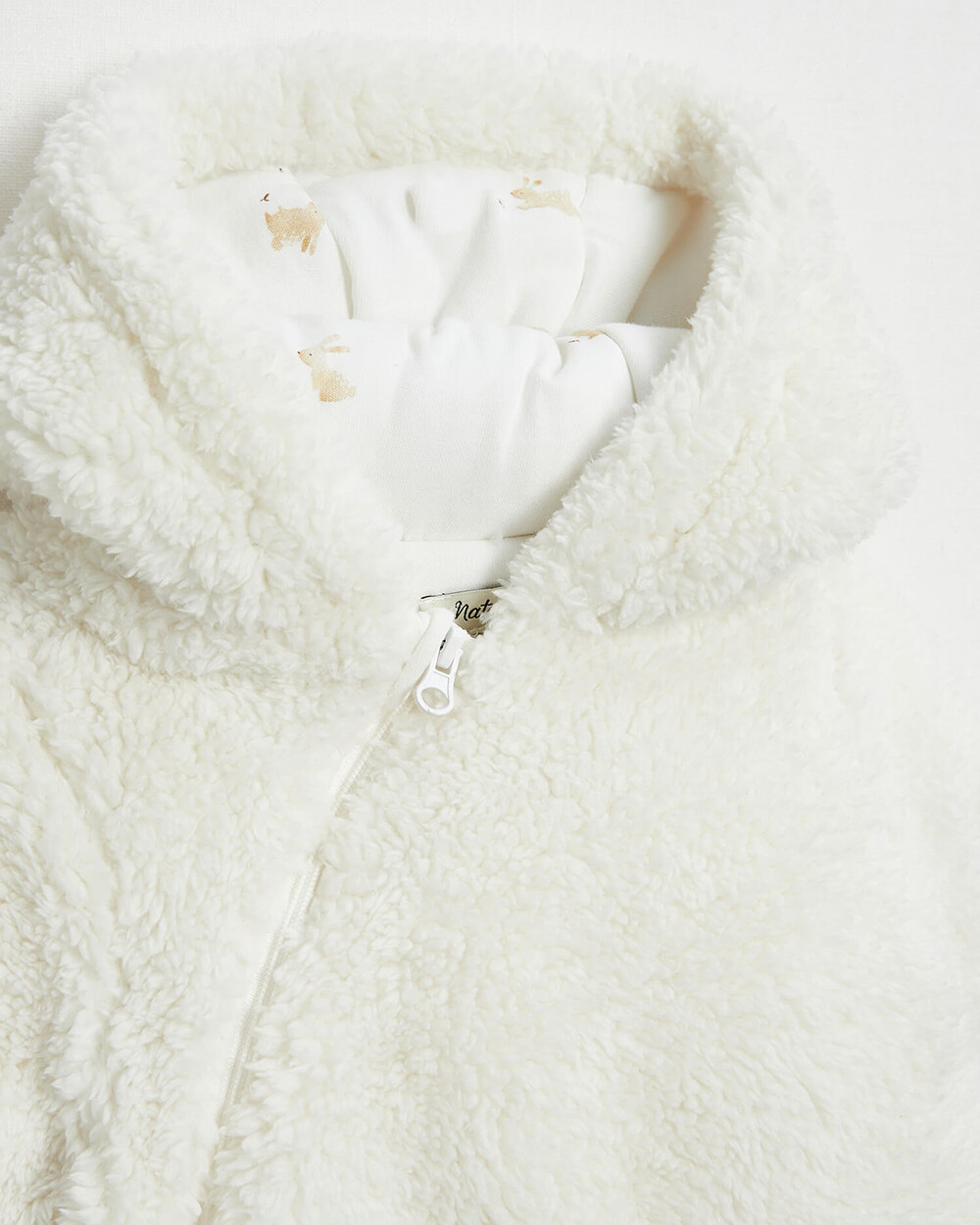Faux fur overalls suit Off-white colour  Natalys