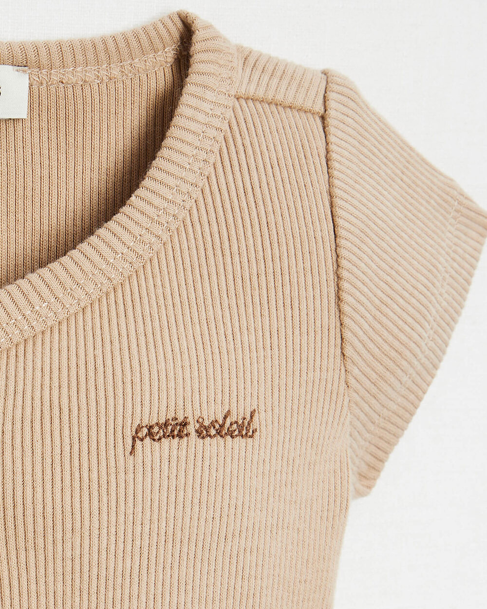 Crossed short-sleeved bodysuit Camel colour  Natalys