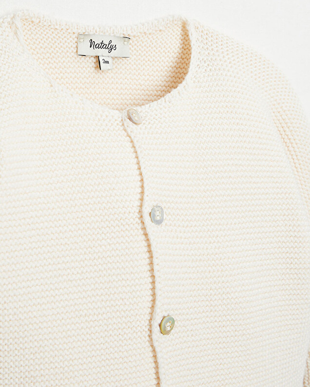 Cotton knitted cardigan Off-white colour Natalys