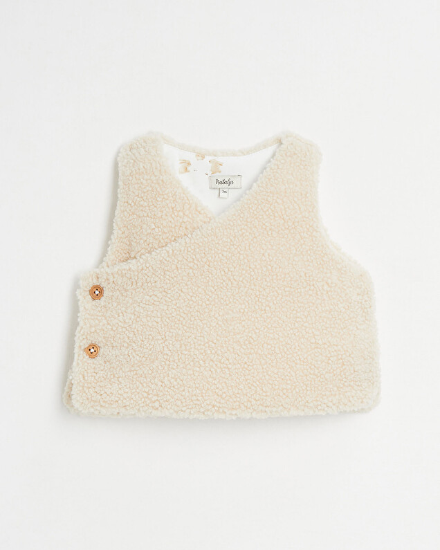 Faux fur crossed cardigan Natural colour  Natalys