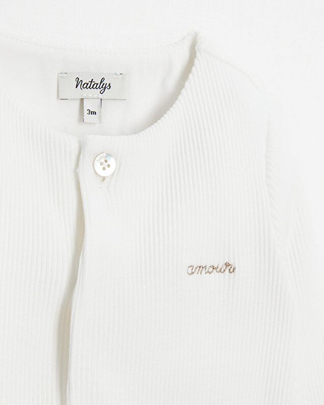 Love embroidered onesie Off-white colour  Natalys