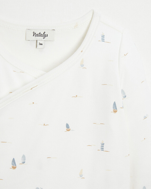 Crossed long-sleeved bodysuit Boat print  Natalys