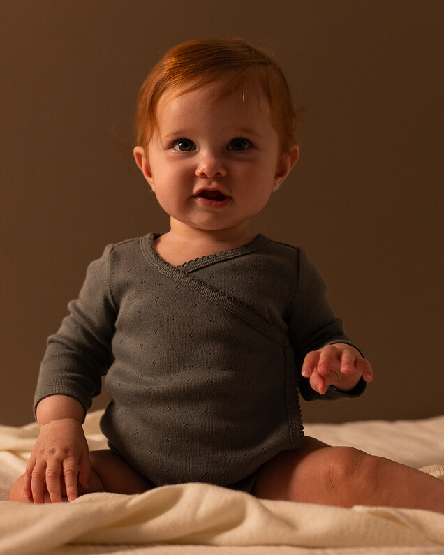 Fancy crossed bodysuit Grey-green colour  Natalys
