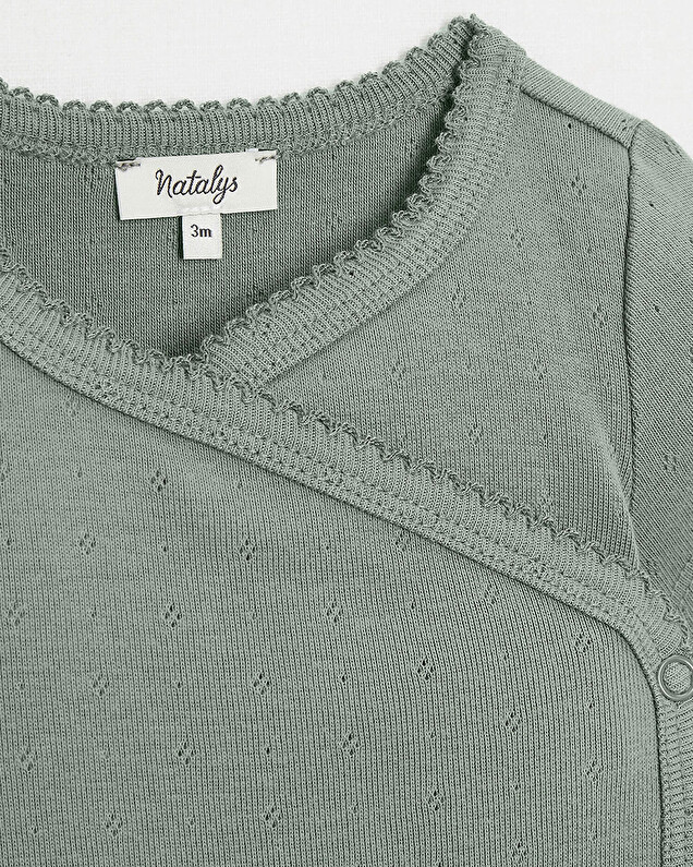 Fancy crossed bodysuit Grey-green colour  Natalys