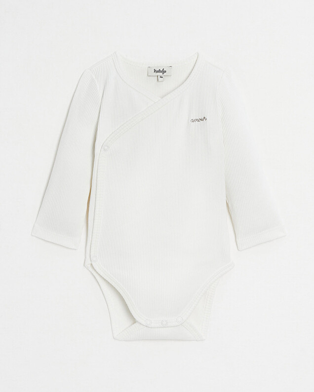 Crossed long-sleeved bodysuit Off-white colour  Natalys