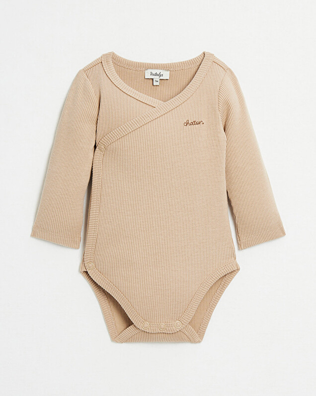 Crossed long-sleeved bodysuit Camel colour  Natalys
