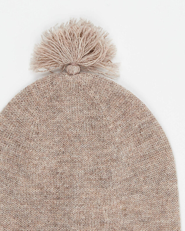 Merino wool beanie Mottled brown colour  Natalys