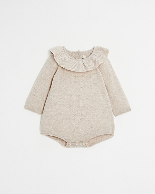 Merino wool romper Mottled beige colour  Natalys