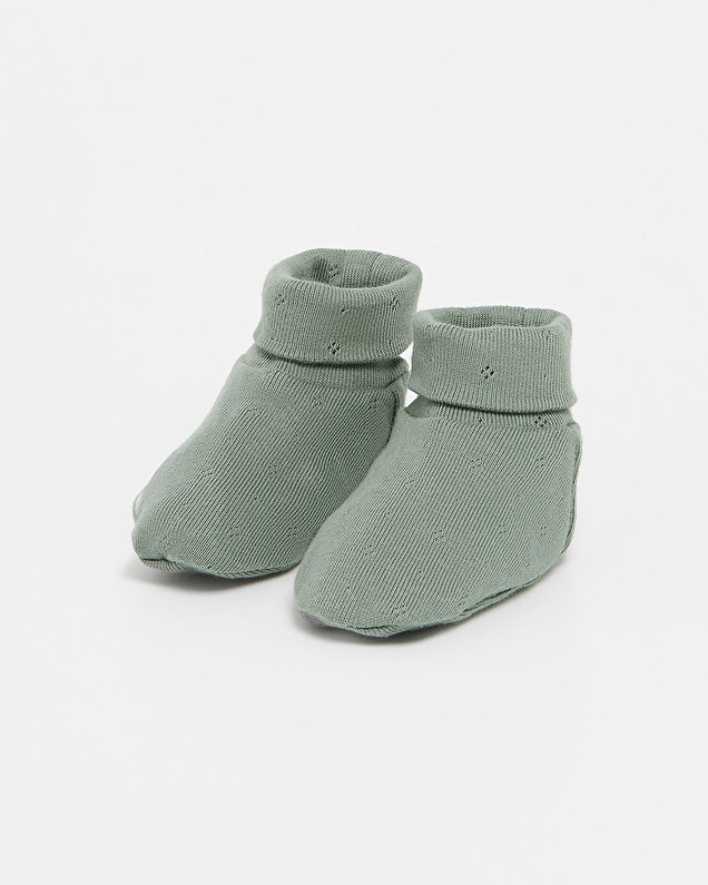 Fancy openwork slippers Grey-green colour  Natalys