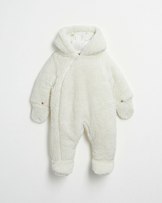 Faux fur overalls suit Off-white colour  Natalys