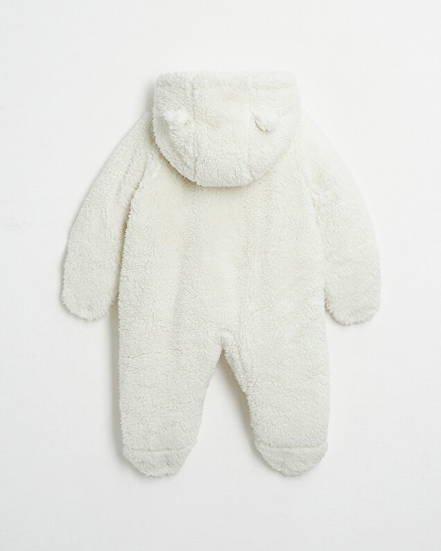 Faux fur overalls suit Off-white colour  Natalys